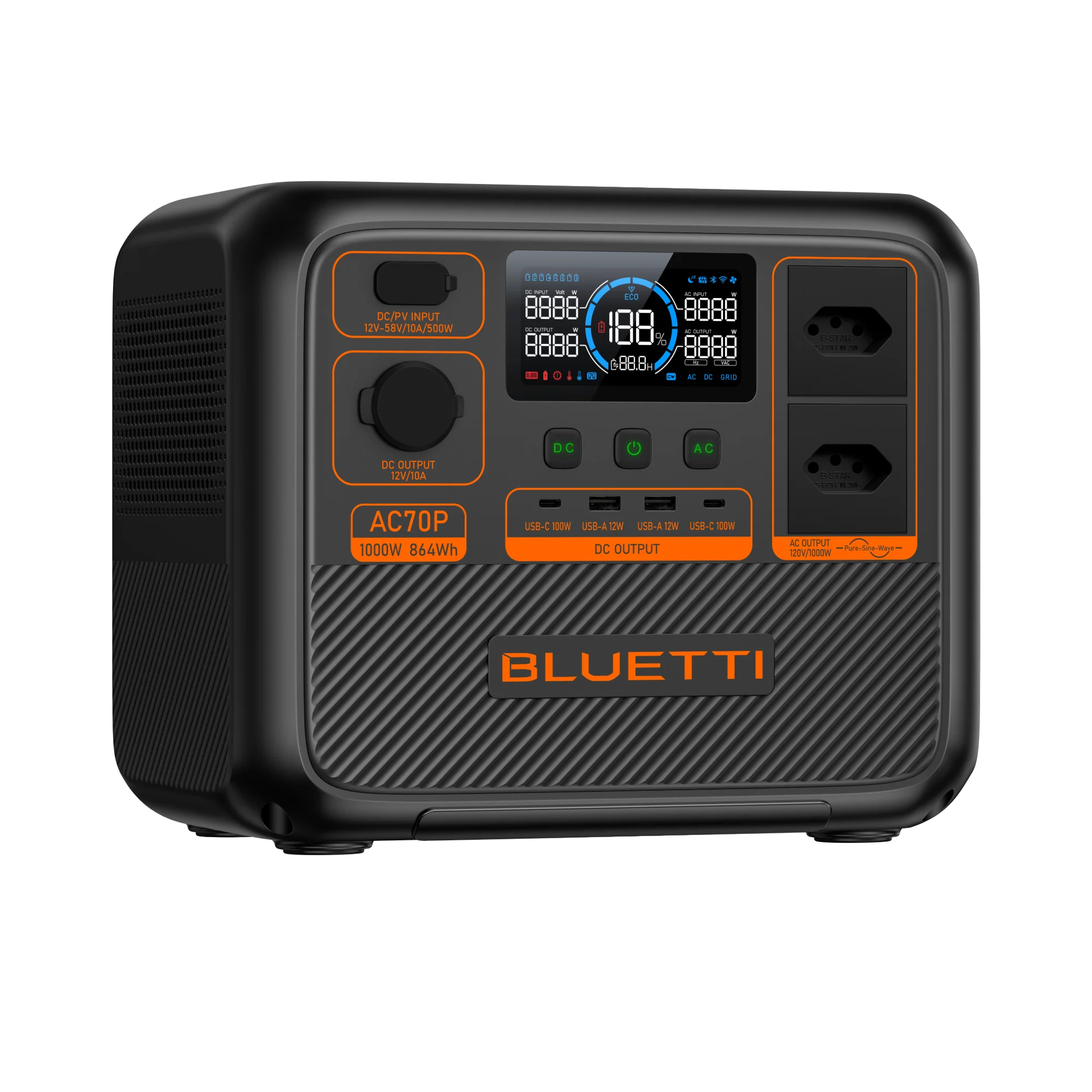 BLUETTI AC70P Estação de Energia Portátil | 1000 W 864 Wh - Image 3